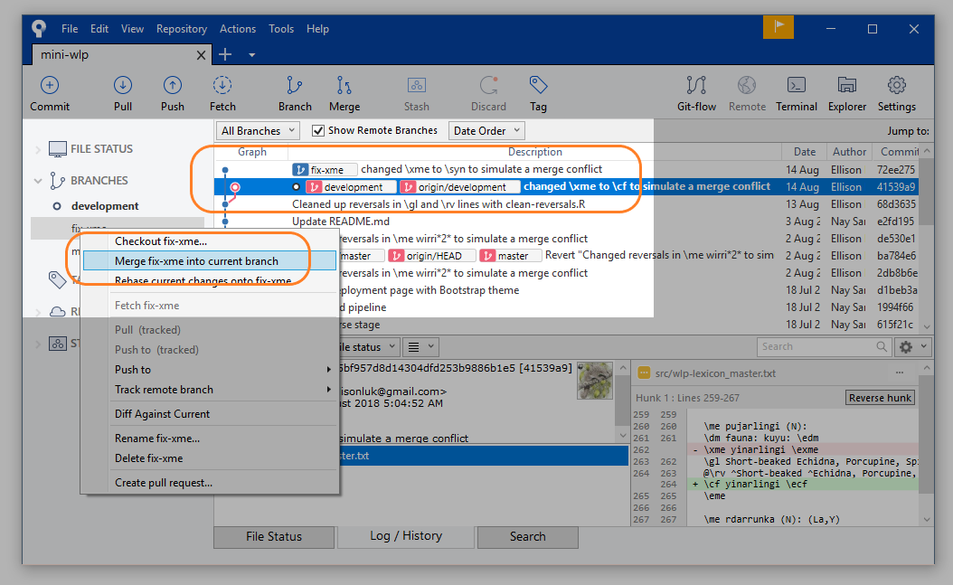 sourcetree resolve conflicts